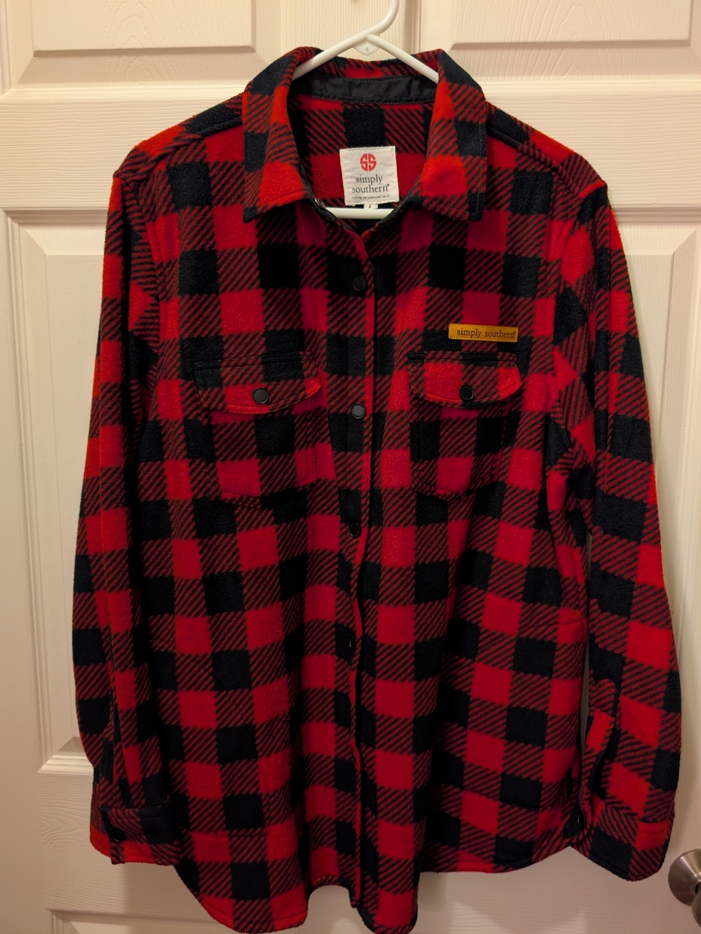 Simply Southern Red and Black Buffalo Plaid Flannel Shacket